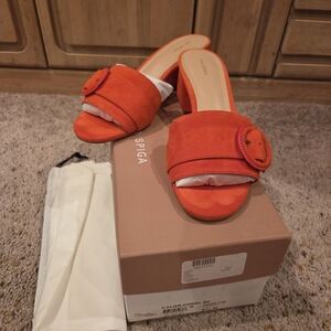 Via Spiga Women's Orange Slide Sandals 8.5